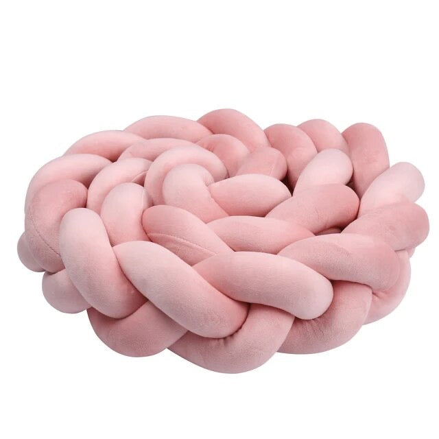 Luxueuze Kinderbed Bumper Roze | Gevlochten Bumper | Babyboogaloo
