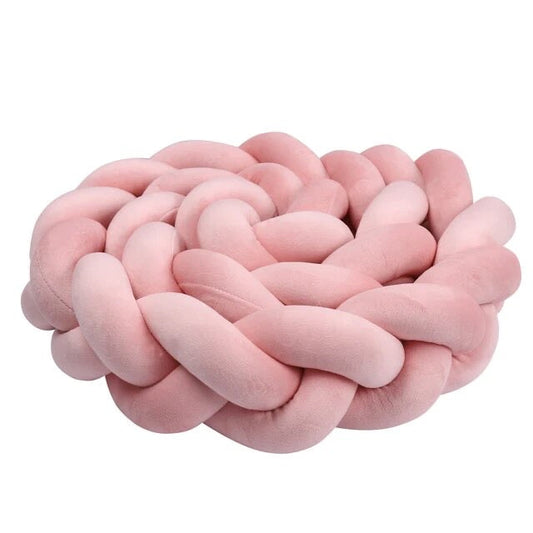 Luxueuze Kinderbed Bumper Roze | Gevlochten Bumper | Babyboogaloo